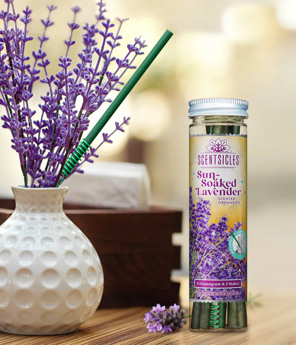 Scentscicles Scented Ornament Stick | Sun Soaked Lavender | 6CT Bottle