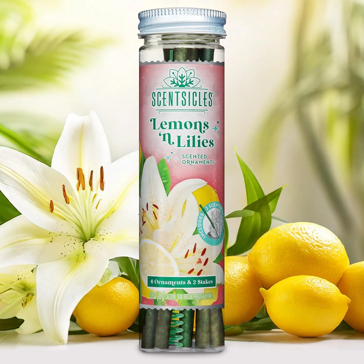 Scentscicles Scented Ornament Stick | Lemon’n Lilies | 6CT Bottle