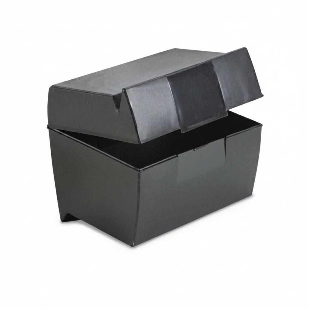 Plastic Index Card Flip Top File Box 5" X 8" Black – imagen 2 - JA Riollano