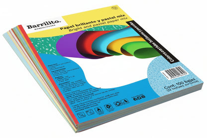 Papel Brillante y Pastel Mix pk 100 Hojas – imagen 2 - JA Riollano
