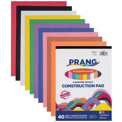 Construction Paper Pad 10 Asst. Colors 9” x 12” 40 Sheet – imagen 2 - JA Riollano
