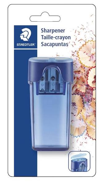 PENCIL SHARPENER W/ CONTAINER 2 HOLE CARDED