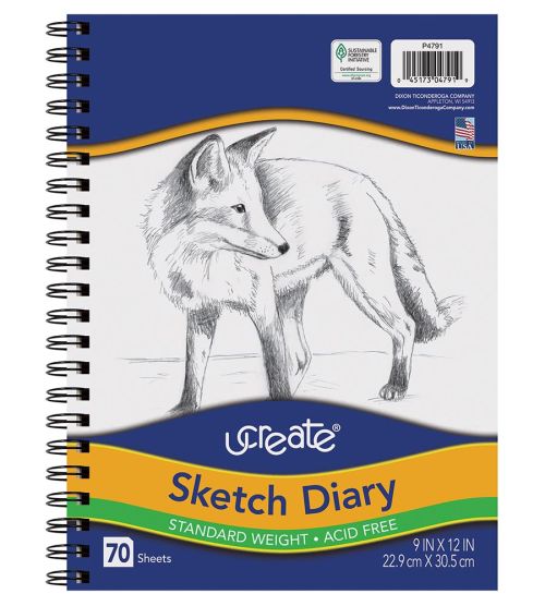 UCREATE® SKETCH DIARY STANDAR WEIGHT 12X9 70 SHEET