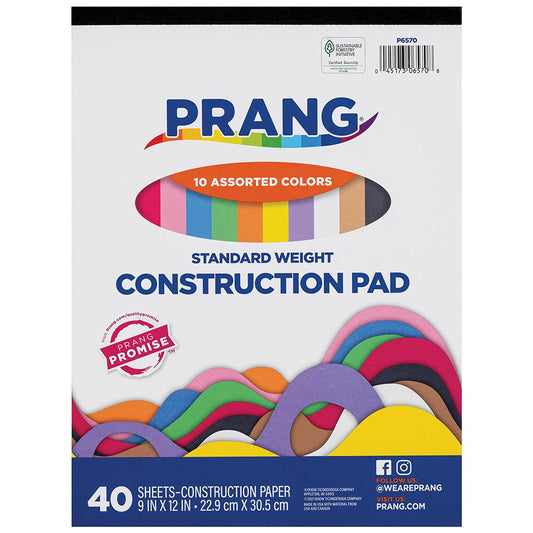 Construction Paper Pad 10 Asst. Colors 9” x 12” 40 Sheet – imagen 1 - JA Riollano