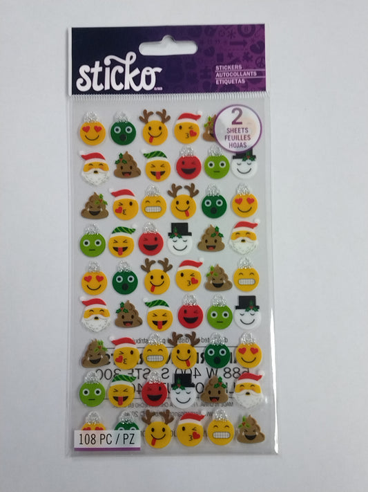 HOLIDAY EMOJIS STICKERS 108 PCS