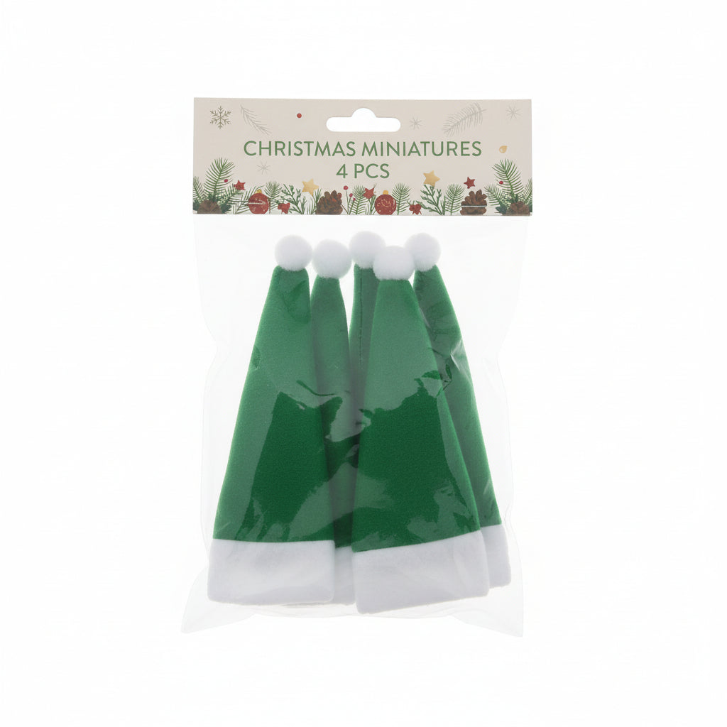Mini Christmas Green Hat 4pcs