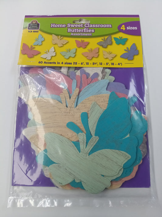 HOME SWEET CLASSROOM BUTTERFLIES ACCENTS ASSOT 60PCS