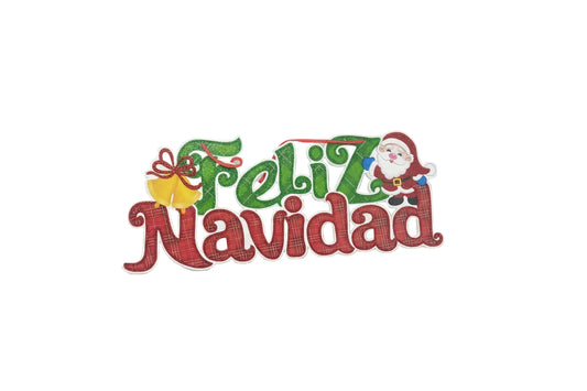 Plaque Feliz Navidad Red/Green Santa