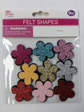 FELT FLOWER GLITTER 9PC 3.5CM