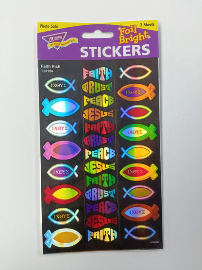 FAITH FISH FOIL BRIGHT STICKERS