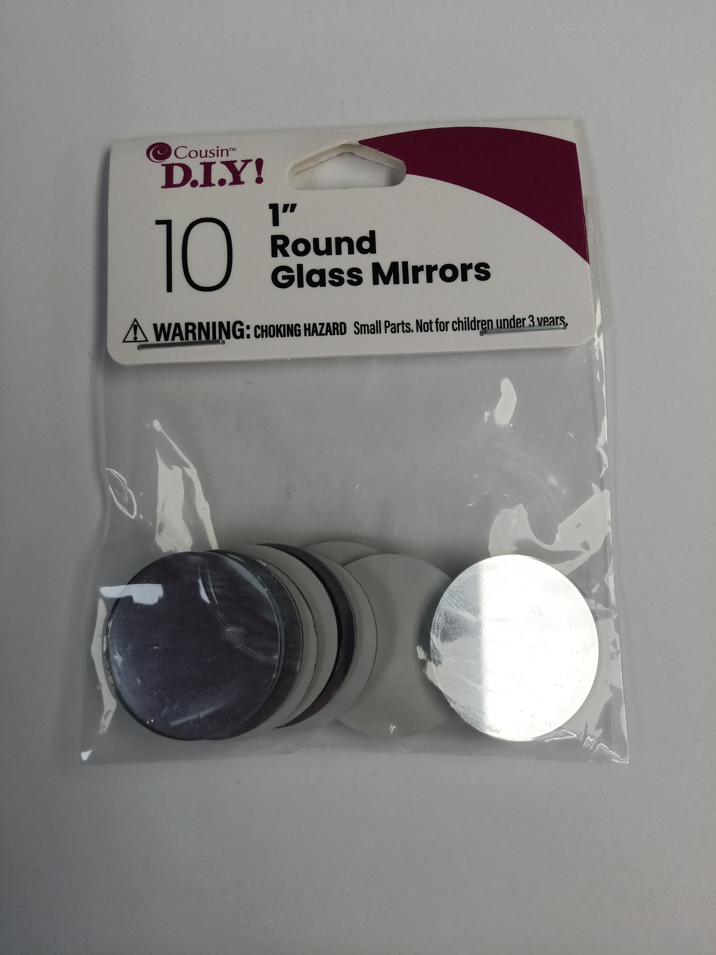 COUSINDIY ROUND GLASS MIRRORS 10/PKG-1"