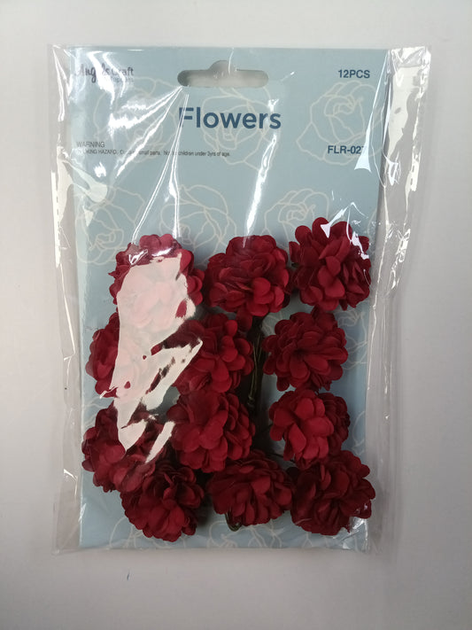 PAPER FLOWER,MAROON, 1.5 12CT