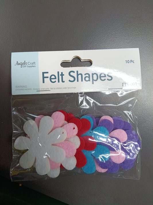 FELT SHAPES FLOWER 5CM 10CT