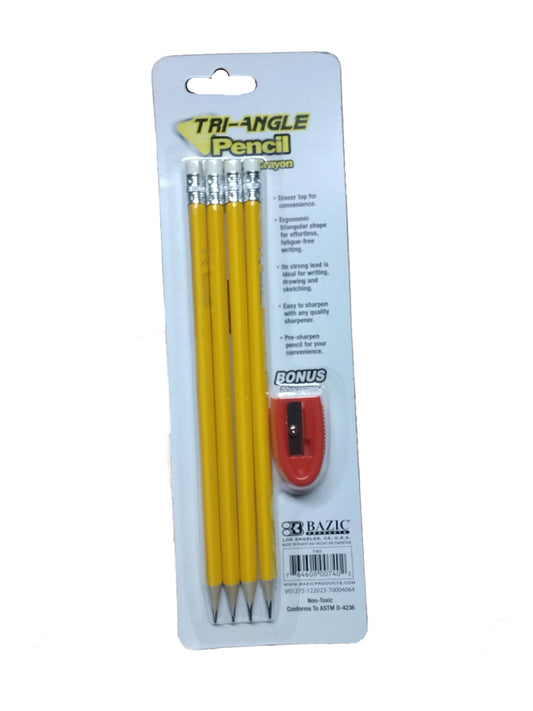 TRIANGLE YELLOW PENCIL W/SHARPENER
