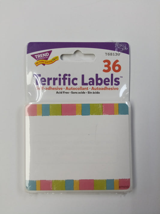 CHEERFUL STRIPES NAME TAGS 36PCS