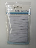 BRAIDED ELASTIC BAND- WHITE 0.20INX10.94YD