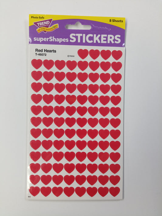 RED HEARTS SUPERSHAPES STICKERS 800PCS