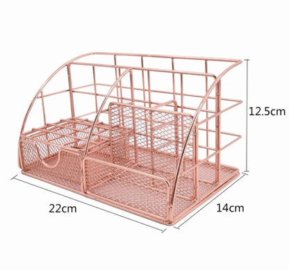 Rose Gold Desk Organizer with Drawer Pen Holder Office Accessories.