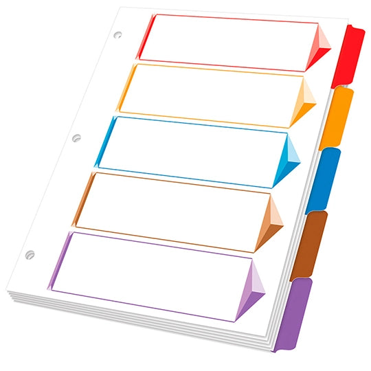Omni-Dex Index Divider 5 Tab Assorted Colors