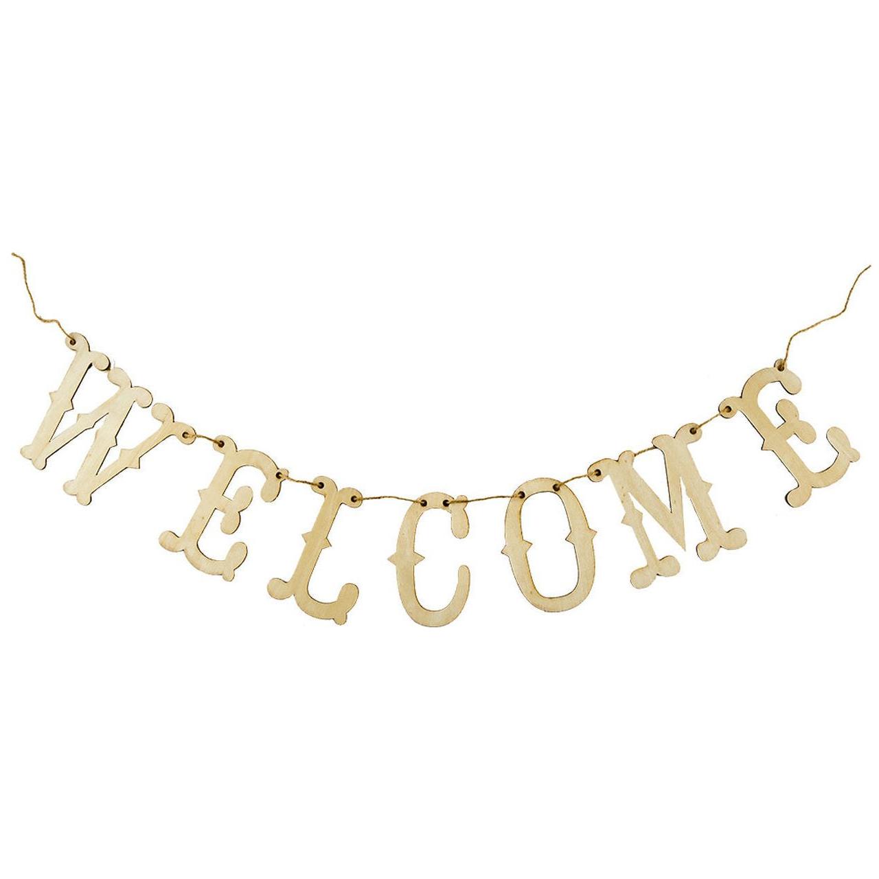 LASER-CUT WOODEN BANNERWELCOME 4.5''X24''