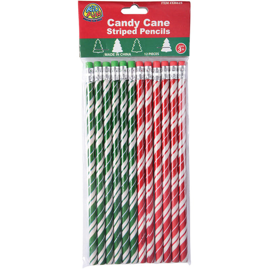 Candy Cane Stripe Pencils 12pcs